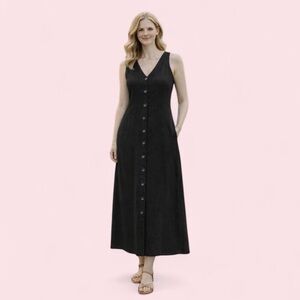 Valerie Stevens Black Button-Front Maxi Dress